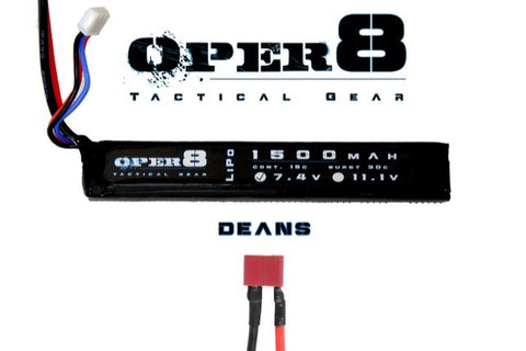 Oper8 7.4v LiPo Stick Battery 1500mah Deans