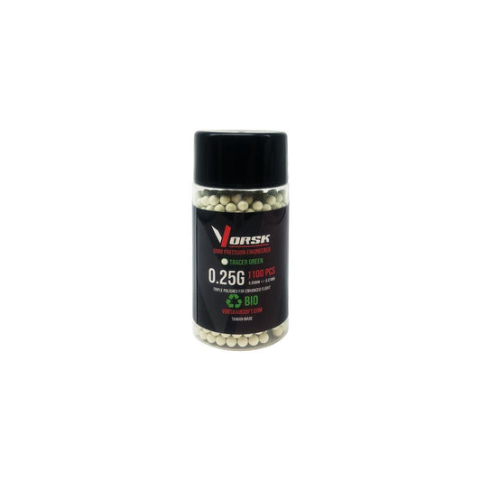 Vorsk 6mm BB 0.25g BIO Tracer Green 1100rd Bottle - A2 Supplies Ltd