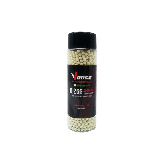 Vorsk 6mm BB 0.25g Tracer Green 2000rd Bottle - A2 Supplies Ltd