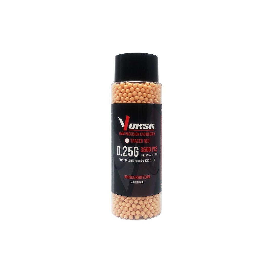 Vorsk 6mm BB 0.25g Tracer Red 3600rd Bottle - A2 Supplies Ltd