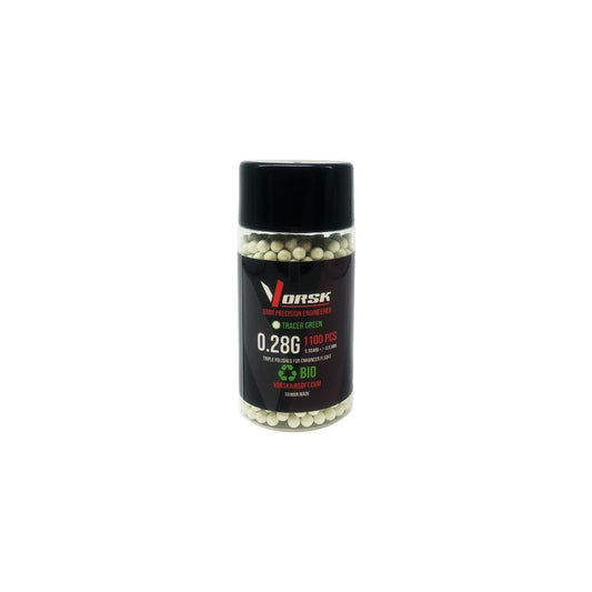 Vorsk 6mm BB 0.28g BIO Tracer Green 1100rd Bottle - A2 Supplies Ltd