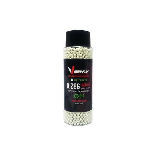 Vorsk 6mm BB 0.28g BIO Tracer Green 3600rd Bottle - A2 Supplies Ltd