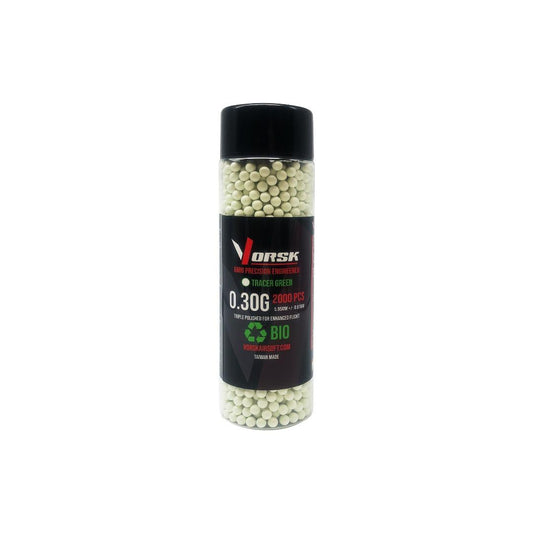 Vorsk 6mm BB 0.30g BIO Tracer Green 2000rd Bottle - A2 Supplies Ltd