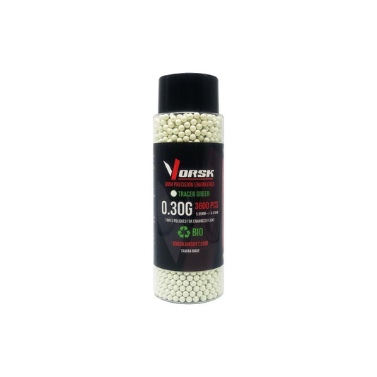 Vorsk 6mm BB 0.30g BIO Tracer Green 3600rd Bottle - A2 Supplies Ltd